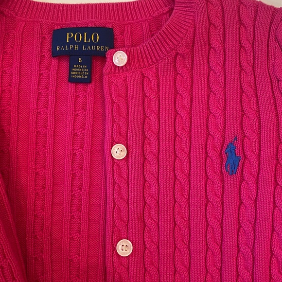 Polo by Ralph Lauren Pink Kids Cardigan - Picture 2 of 3